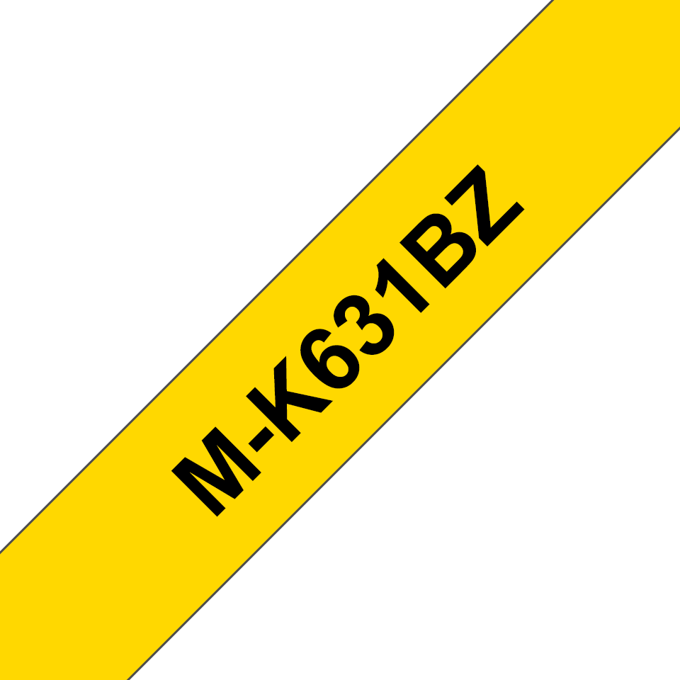 Original Brother MK631BZ merketape – sort på gul, 12 mm bred
